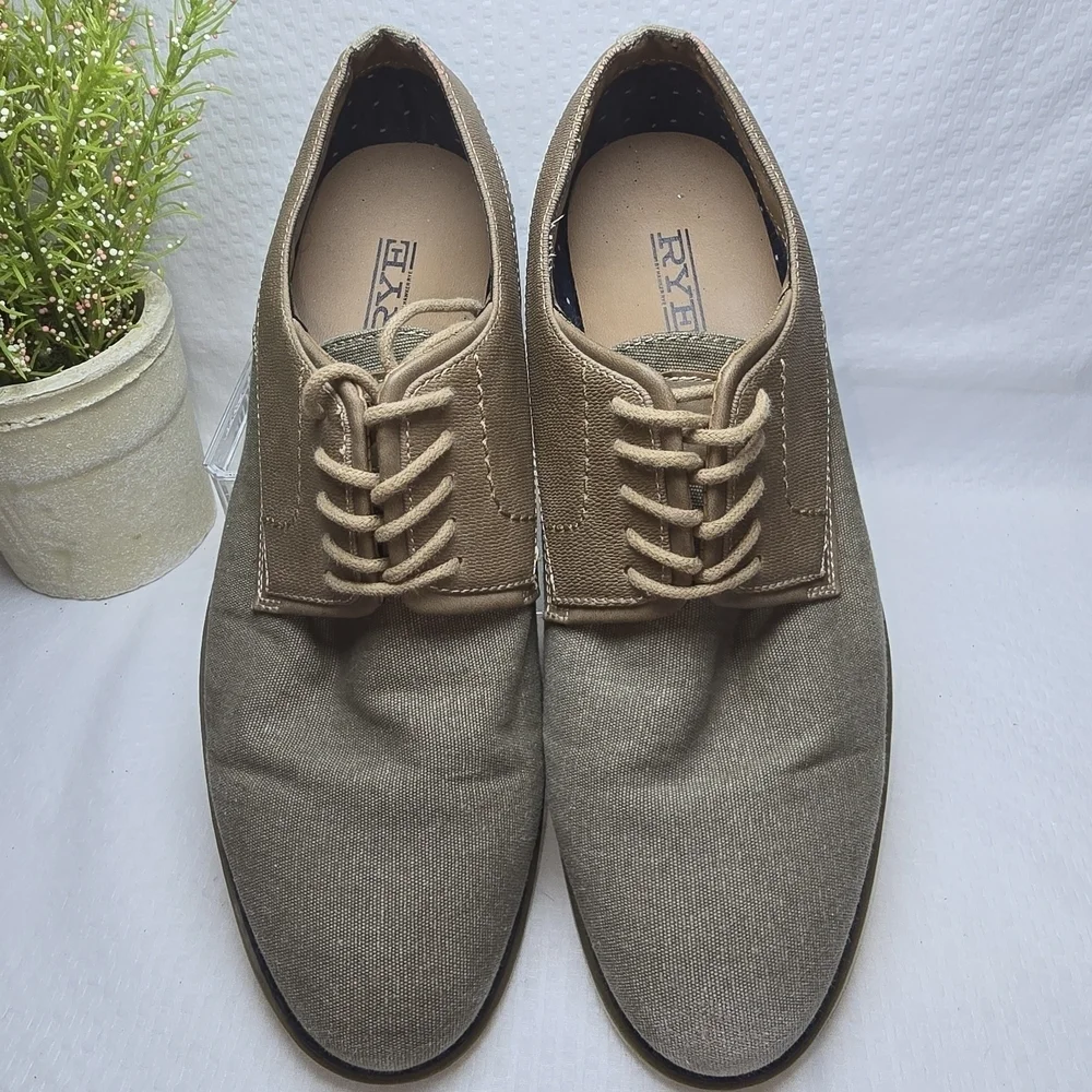 HAWKER RYE MENS ABELU CANVAS SPORT DERBY SHOE BEIGE TAN SIZE 10